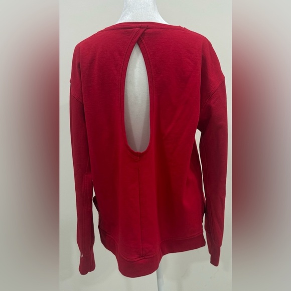 Victoria's Secret Sport Red Pullover Sweatshirt Keyhole Open Back High Low Sz M - Picture 1 of 7